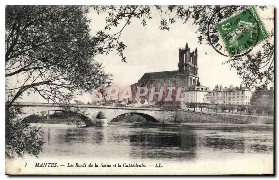 MANTES — Les Bords de la Seine et la Cathédrale — LL.