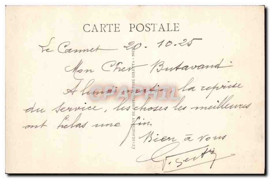 CPA Cannes Boulevard Et Bains De La Croisette — Verso