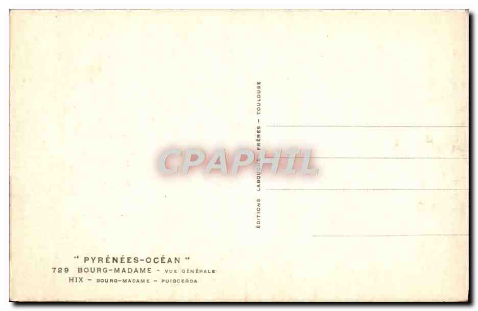CPM Pyrenees Ocean Bourg Madame Vue Generale — Verso