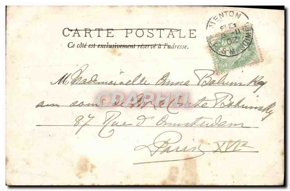 CPA Menton Vue Prise De La Frontiere — Rückseite