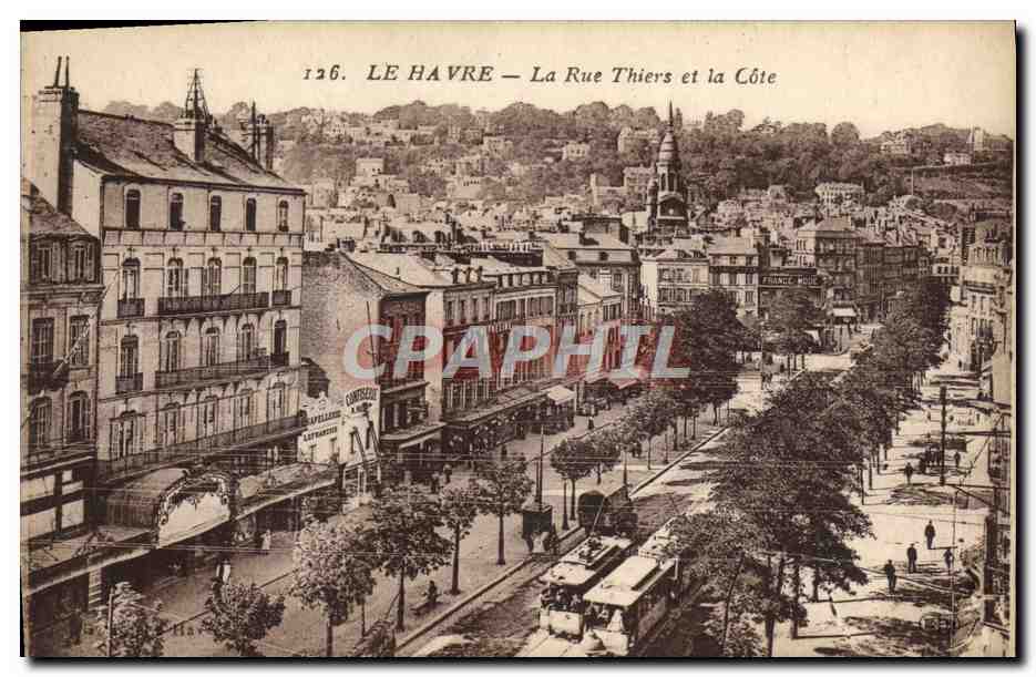 CPA Le Havre La Rue Thiers Et La Cote Tramway