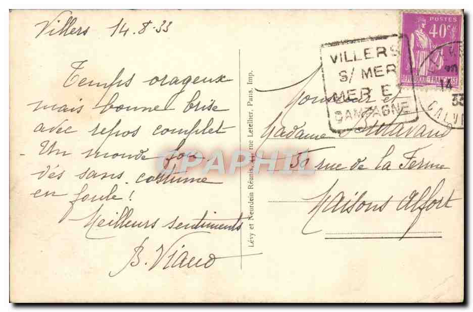 Moderne ansichtkaart Algemene uitzicht van Villers Sur Mer genomen vanaf Trouville — Achterkant