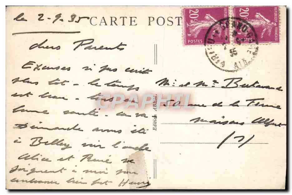 CPA Petit Abergement Le Pont Sur Le Seran — Rückseite