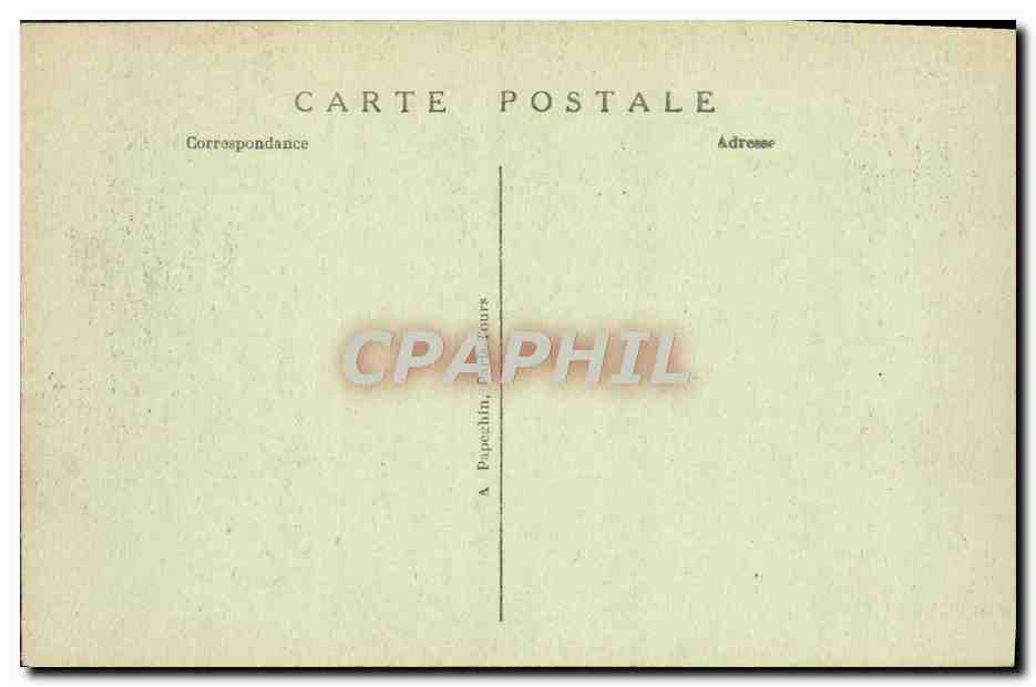 CPA Tours Le Palais De Justice I'Hotel De Ville et la place Tramway — Rückseite