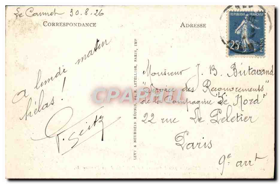 CPA Cannes Le Mont Chevalier pris a travers les palmiers de la promenade  — Rückseite