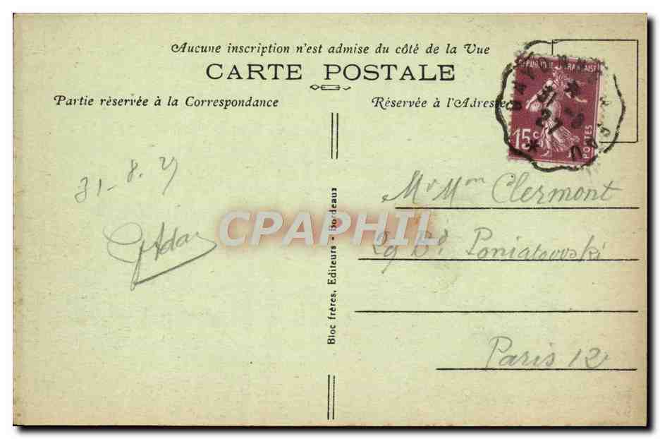 Saint-Jean-de-Luz (Côte Basque) — La Rhûne — La Villa Obéréna — Bloc frères, Bordeaux, n° 449 — Verso