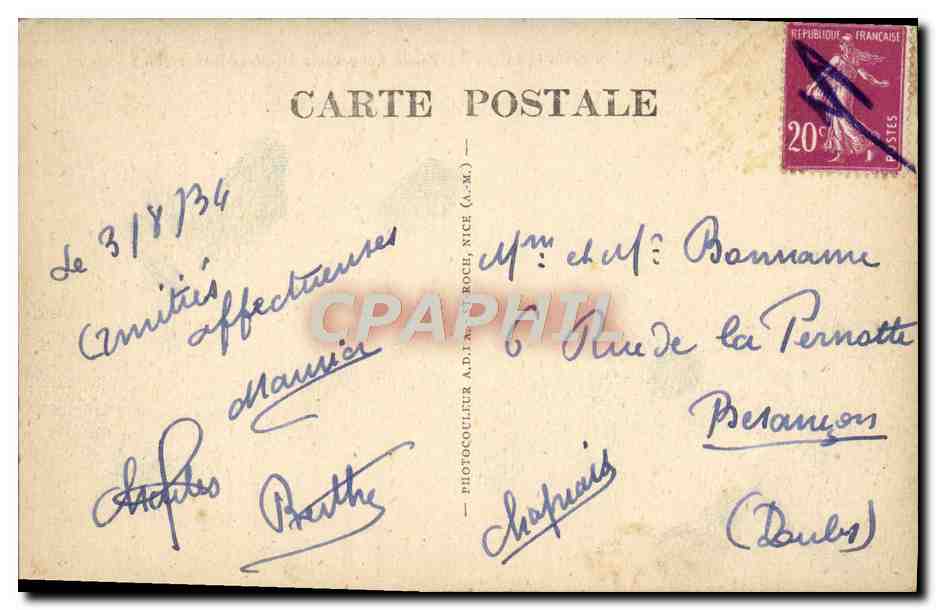 CPA Marseille le Palais Longchamp — Rückseite