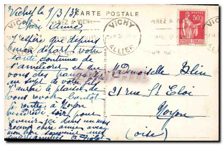 CPA Vichy Le Nouveau Pont Sur I'Allier — Verso