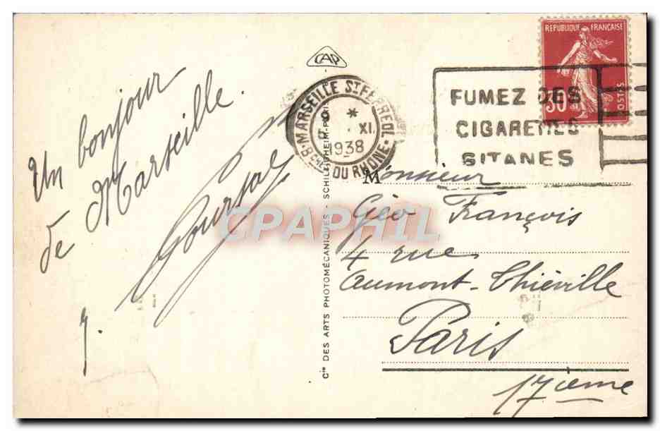 CPA Marseille Maldorme et les iles  — Verso