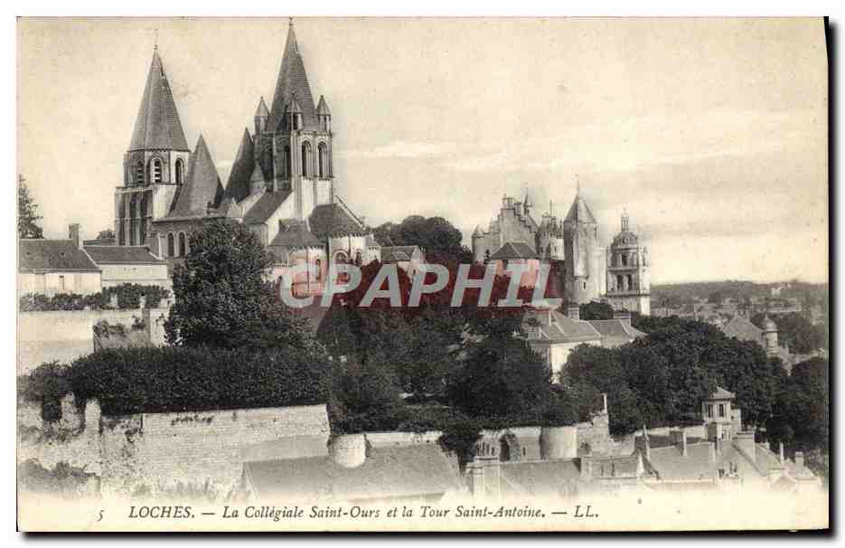 CPA Loches La Collegiale Saint Ours et la Tour Saint Antoine