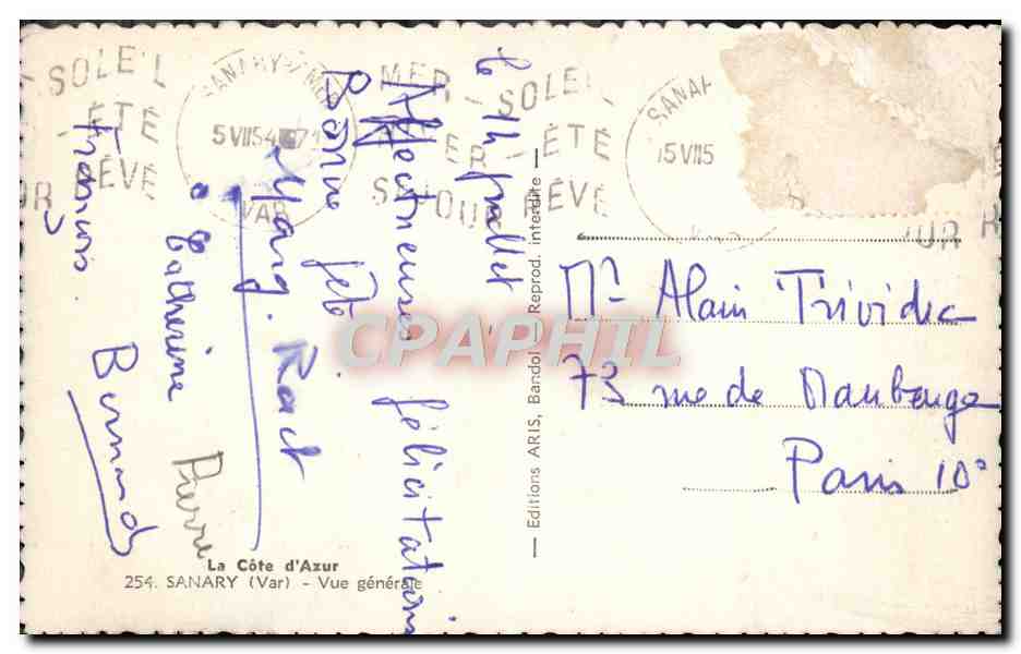 CPM Sanary Vue Generale — Verso