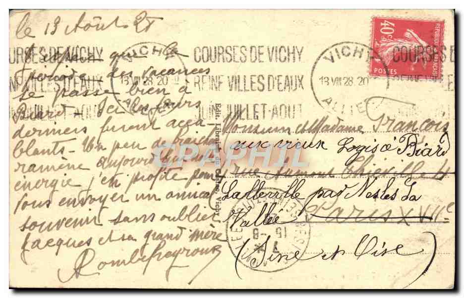 CPA Vichy Source Grande Grille — Verso