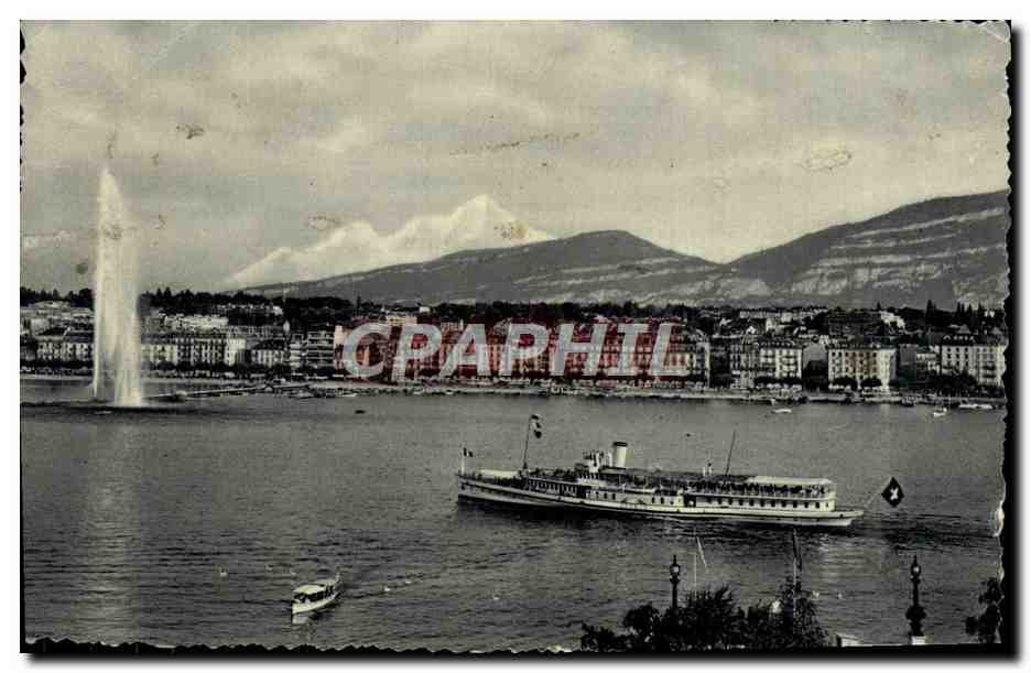 CPM Geneve La Rade et le Mt Blanc Bateau
