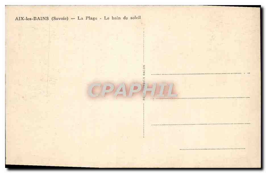 CPA Aix Les Bains La Plage le bain de soleil  — Rückseite