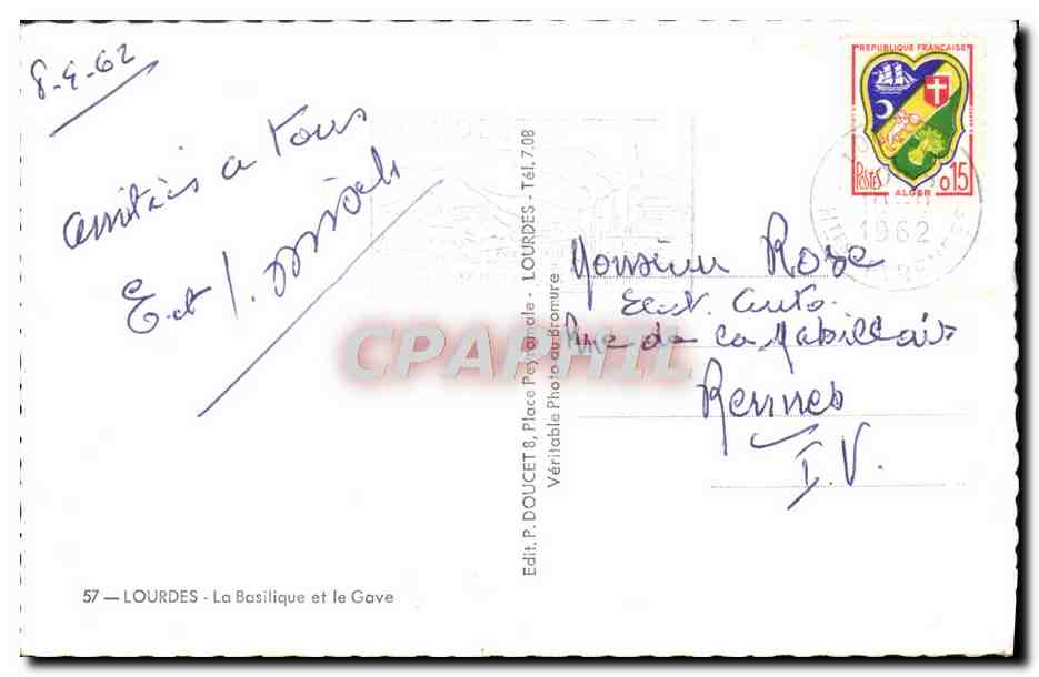 CPM Lourdes La Basilique Et le Gave — Verso