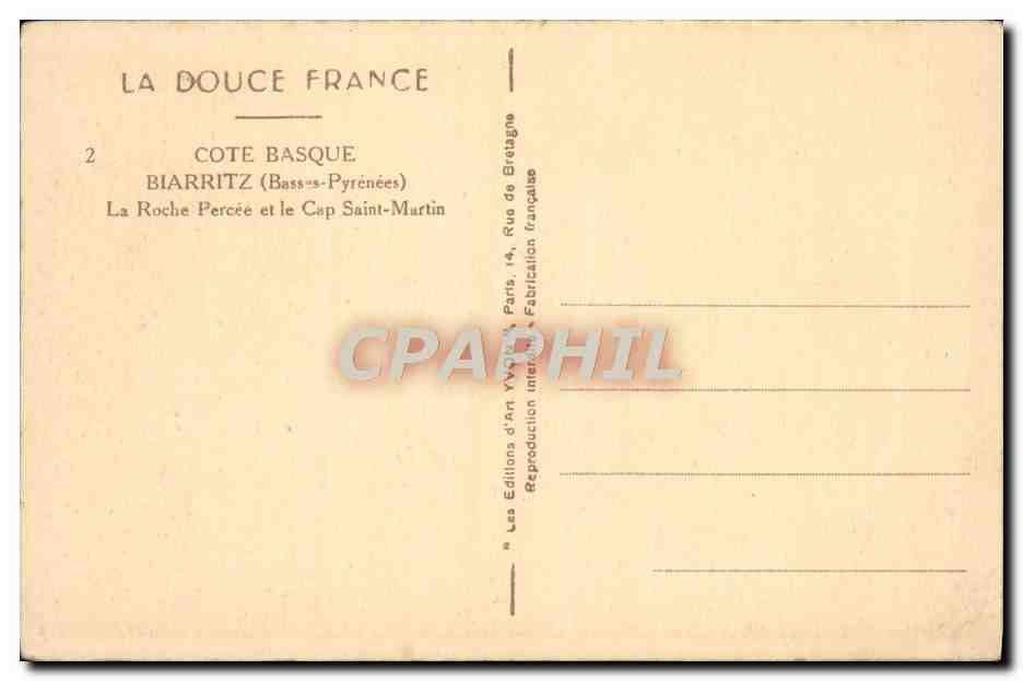 CPA Biarritz La roche percee et le Cap Saint Martin — Rückseite