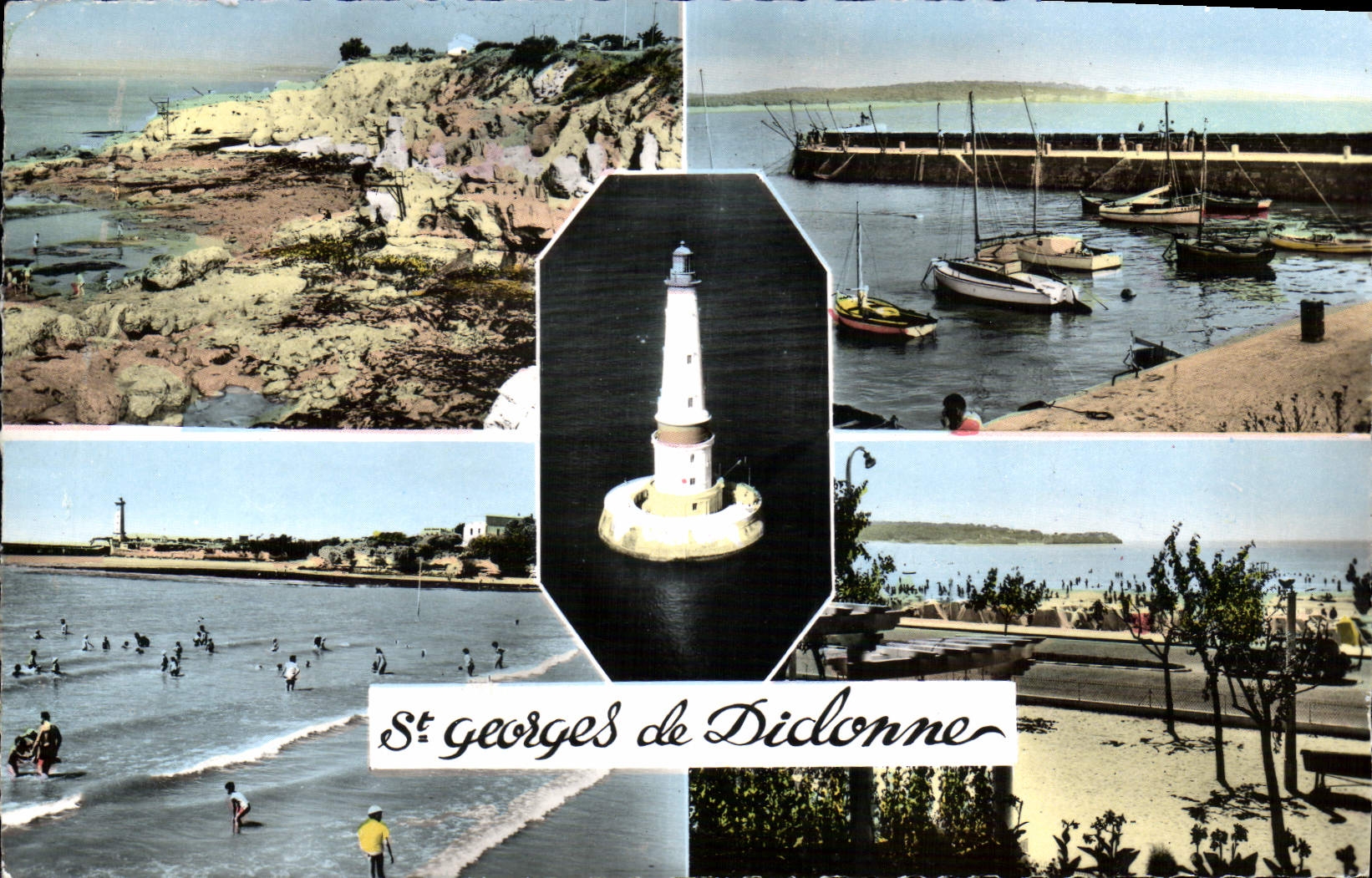 CPM St Georges De Didonne Rochers de Vallieres le port Phare de Cordouan L'heure du bain La plage 