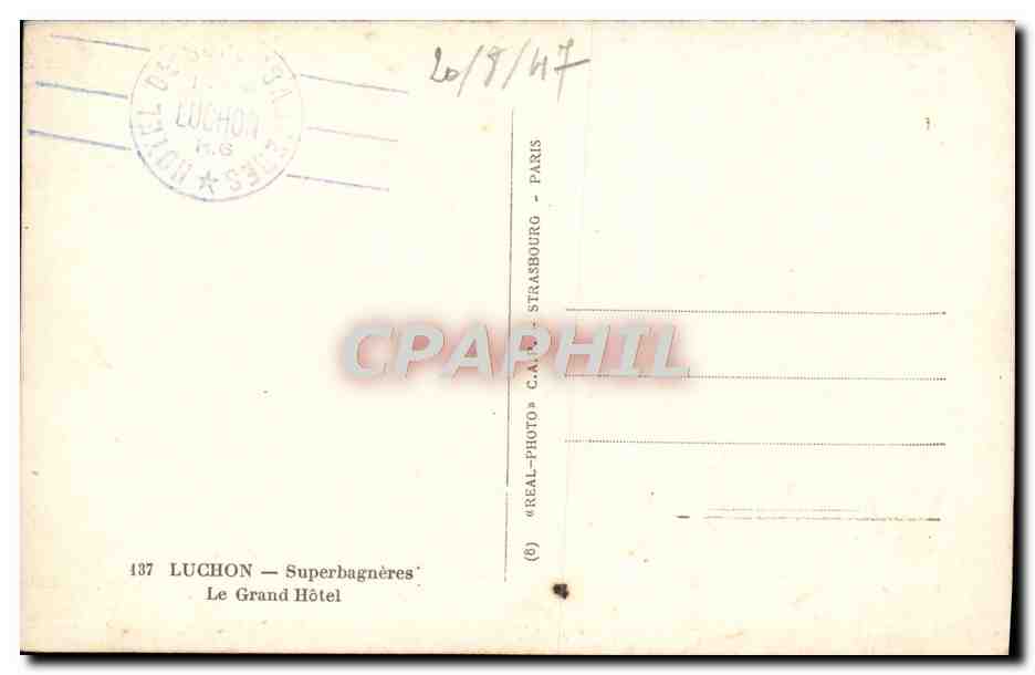 Luchon — Superbagnères — Le Grand Hôtel — REAL-PHOTO C.A.P. (5) — Reverso