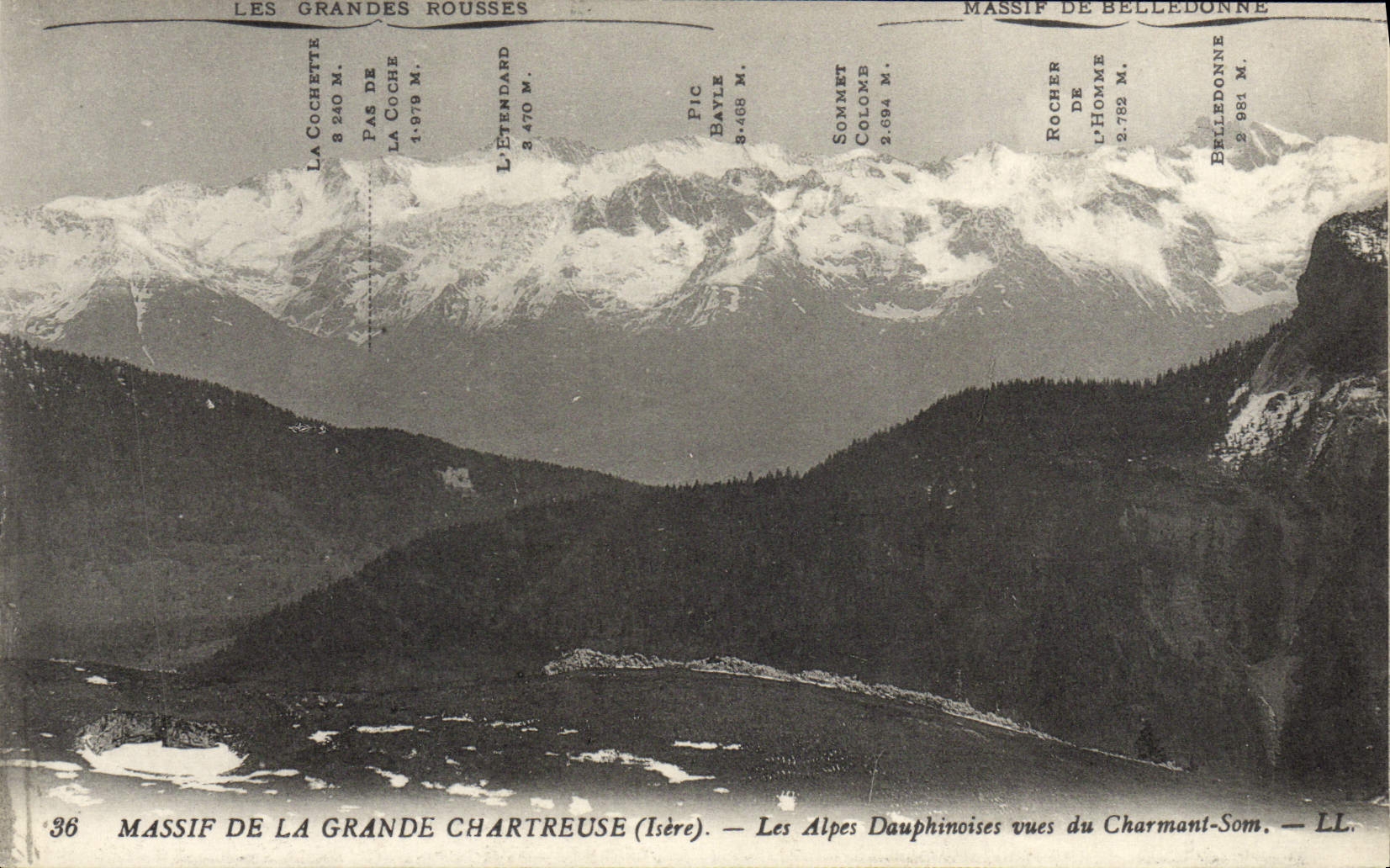 Les Alpes Dauphinoises vues du Charmant-Som — Massif de la Grande Chartreuse (Isère) — LL. n°36