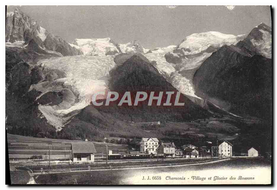 CPA Chamonix Village Et Glacier des Bossons