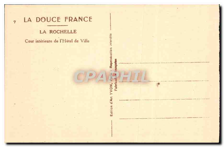 CPA La Rochelle Cour Interieure De I'Hotel De Ville — Verso
