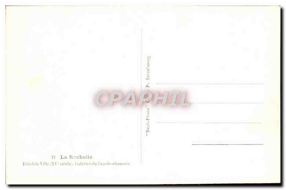 Galerie du rez-de-chaussée de l'Hôtel de Ville — La Rochelle — éditeur P. Strasbourg — Verso