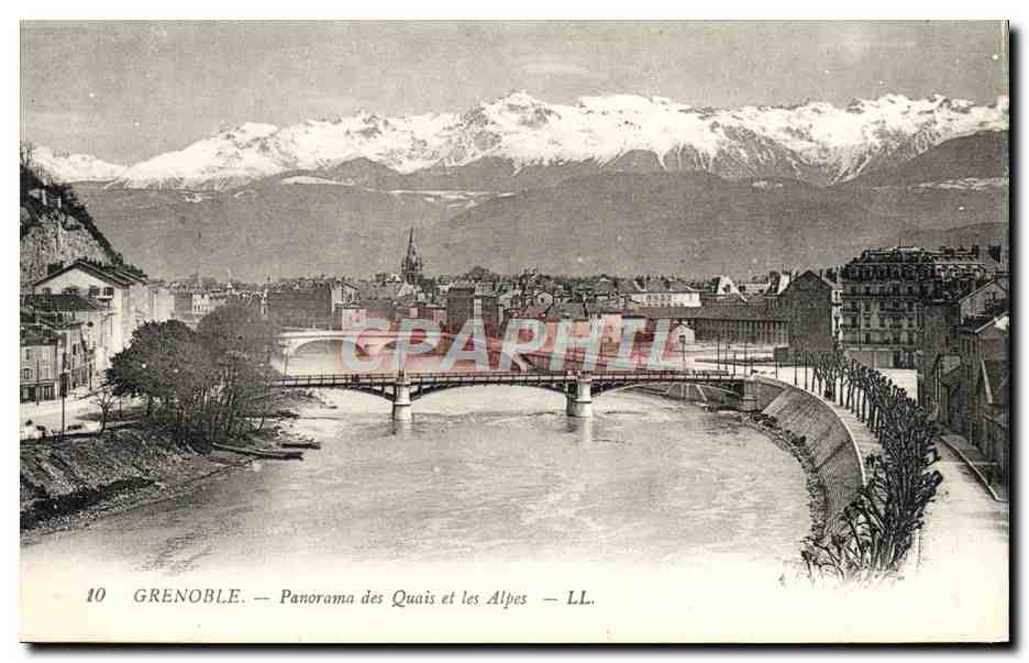 Grenoble — Panorama der Ufer und der Alpen — LL.