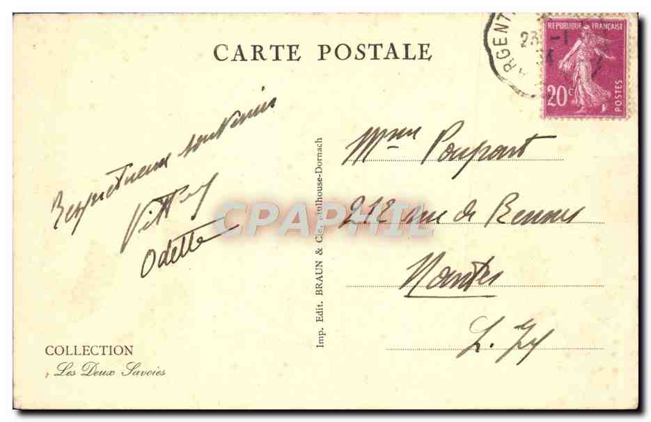CPA Argentieres Et Les Aiguilles Rouges — Rückseite
