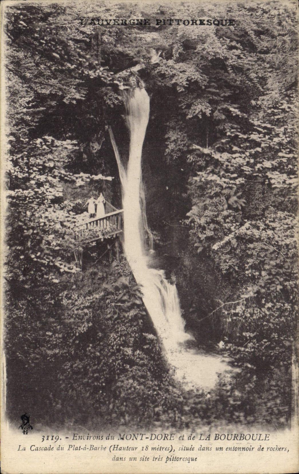 La Cascade du Plat-d-Barbe — Mont-Dore et La Bourboule — éditeur CPAPHIL, n° 3119