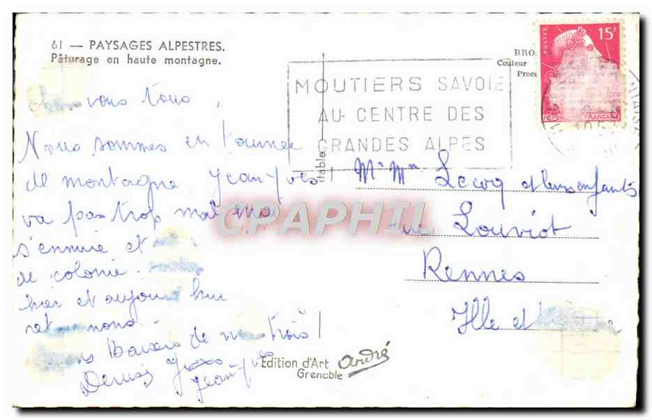CPM Paysages Alpestres Paturages en haute montagne Vache Chevre  — Rückseite
