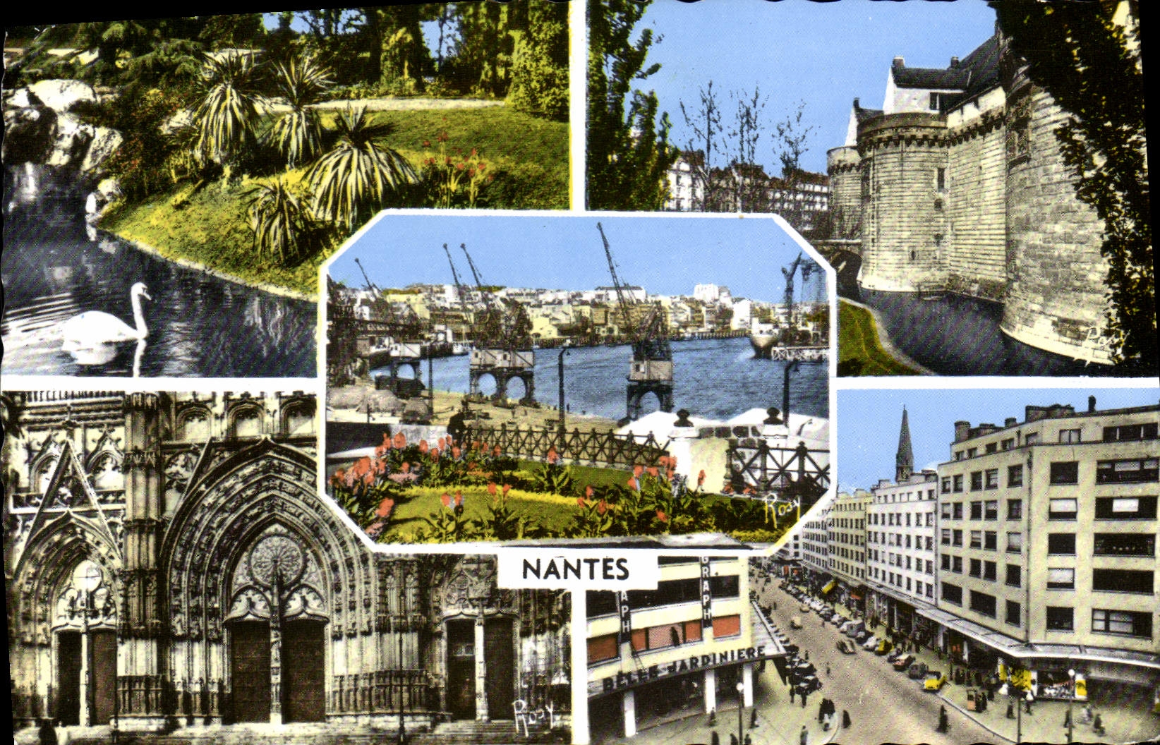 CPM Nantes Le Jardin des Plantes Le Chateau Le port Portails de la cathedrale Rue du calvaire