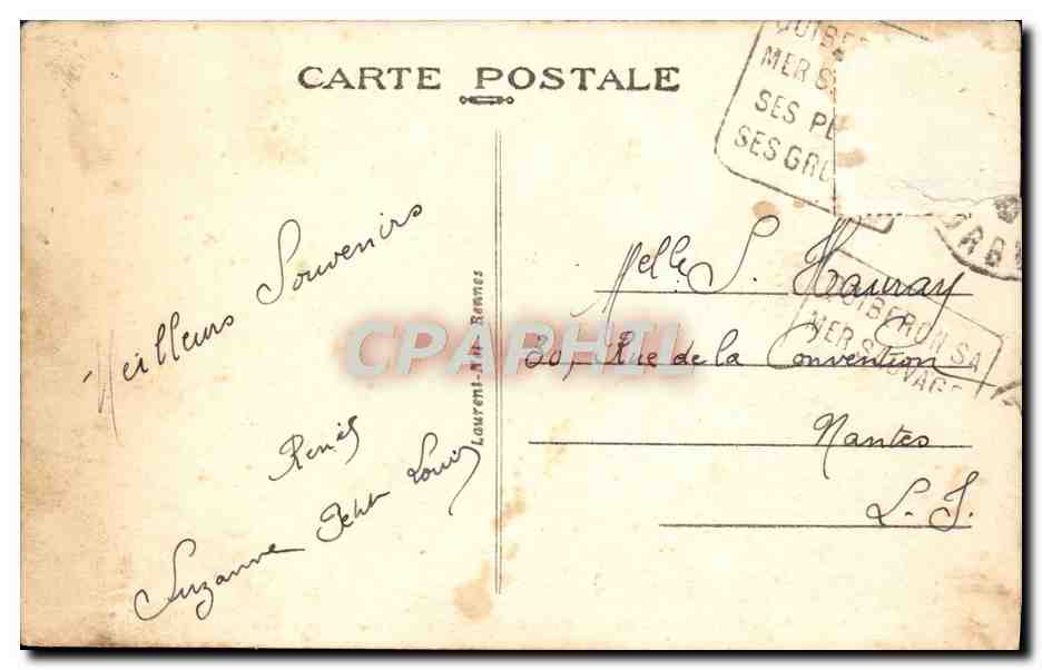 CPA Quiberon Pointe de Le Rocher de L'Aigle — Rückseite