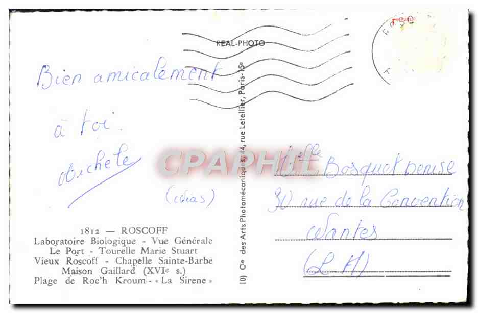 CPM Roscoff Laboratoire Biologique Vue Generale Le port Tourelle Marie Stuart Chapelle Sainte Barbe Maison Gaillard — Rückseite