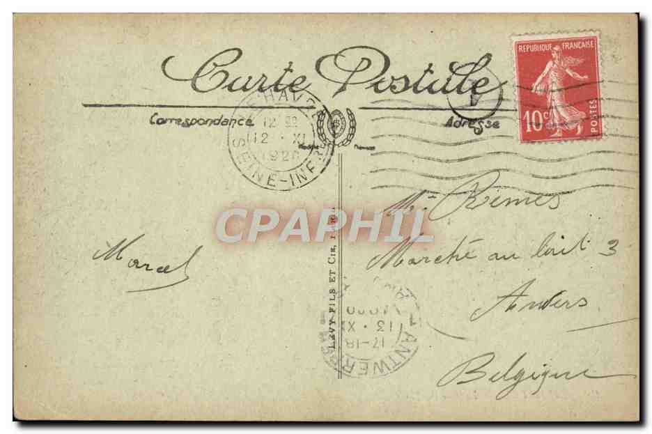 CPA Le Havre La Rue de Paris Tramway — Rückseite