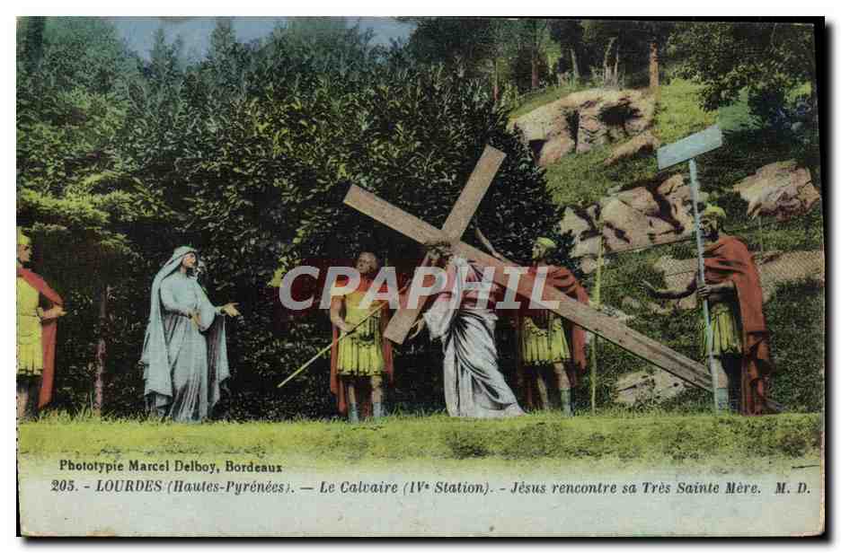 CPA Lourdes Le Calvaire Jesus rencontre sa Tres Sainte Mere