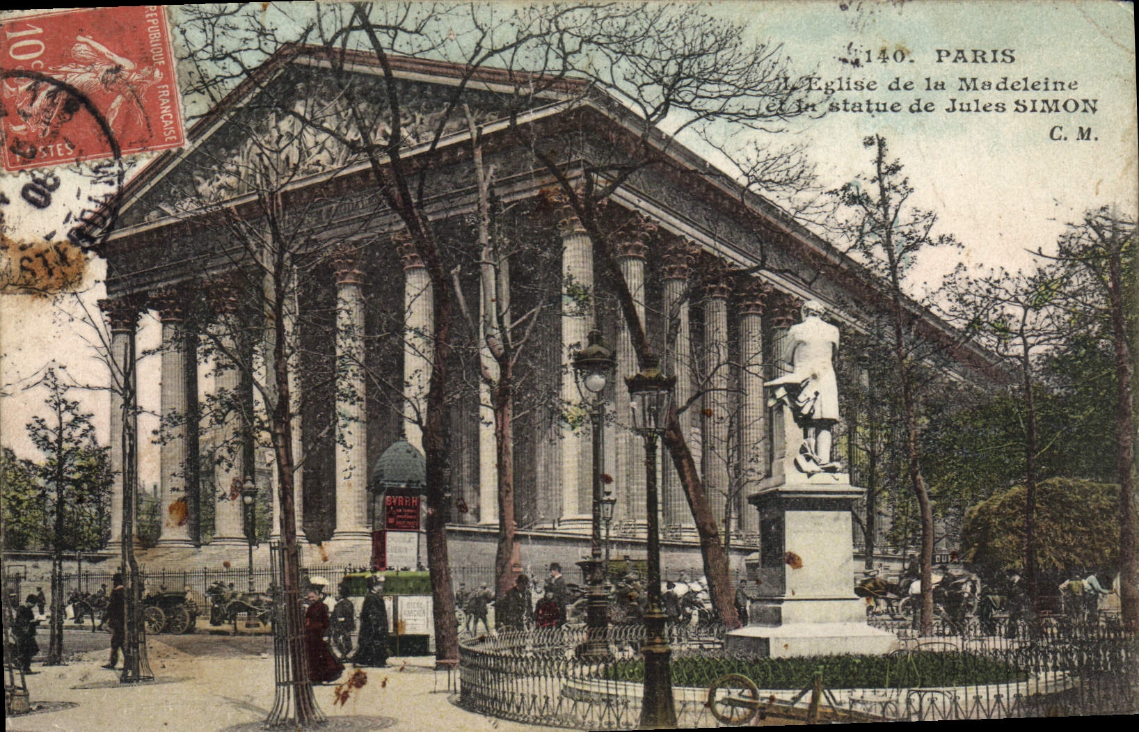CPA Paris Eglise de la Madeleine et la statue de Jules Simon 