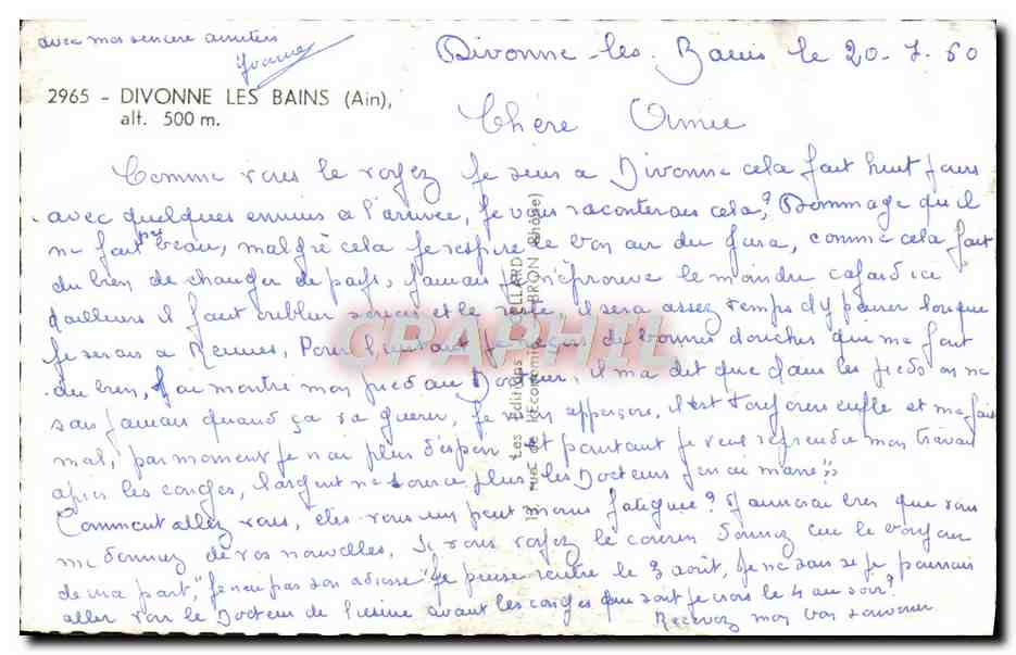 Divonne-les-Bains — Entre Jura et Leman — éditeur inconnu, n° de série non visible — Rückseite