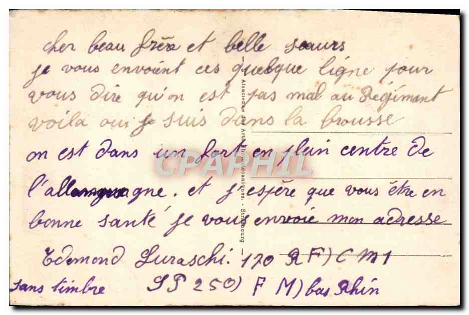 CPA Strasbourg Pont du Chemin de Fer Sur Le Rhin — Rückseite