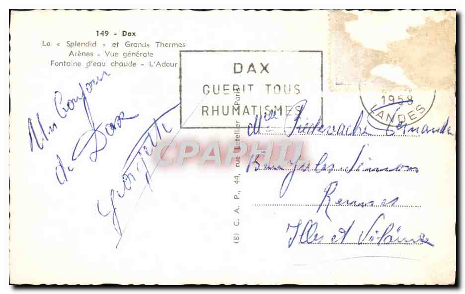 Dax — Souvenir de Dax — éditeur C.A.P. n°149 — Back