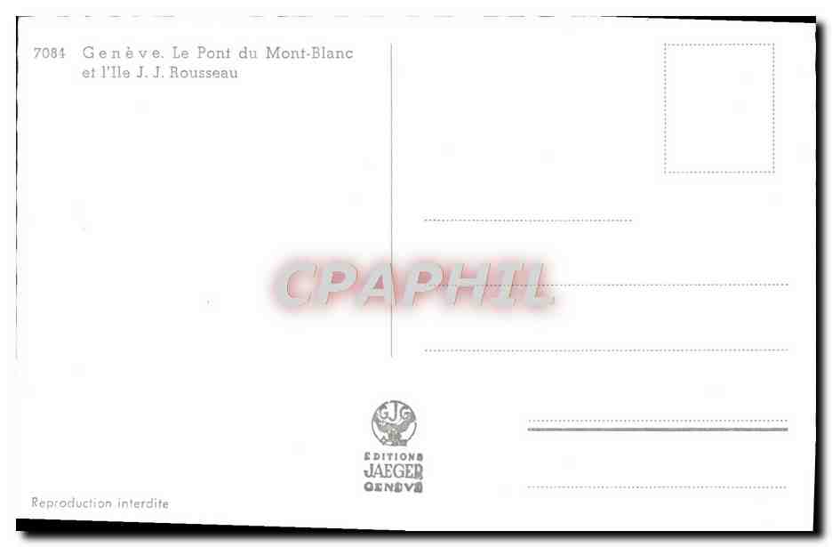 CPM Geneve Le Pont Du Mont Blanc et l'ile JJ Rousseau — Verso