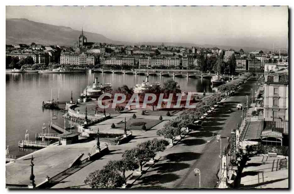 CPM Geneve Quai du Mont Blanc et Vue Sur la Ville