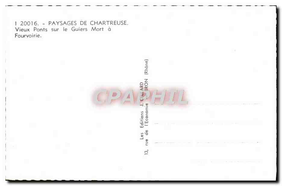 Vieux Ponts sur le Guiers Mort à Fourvoirie — Paysages de Chartreuse — Éditions J. Céillard — Verso