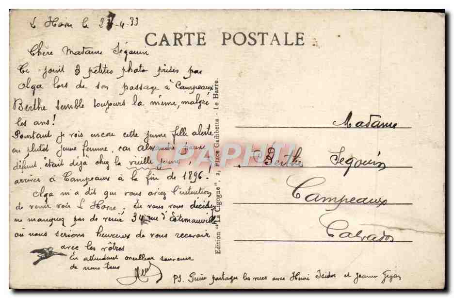 CPA Le Havre Vue Generale — Verso