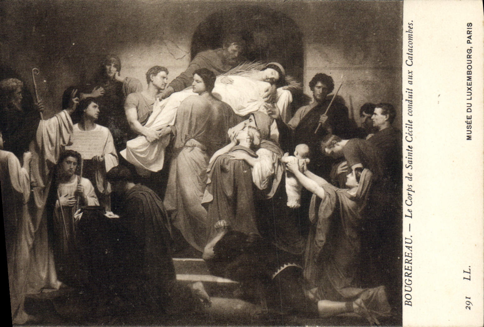 CPA Bougrereau Le Corps de Sainte Cecile conduit aux Catacombes Musee du Luxembourg Paris