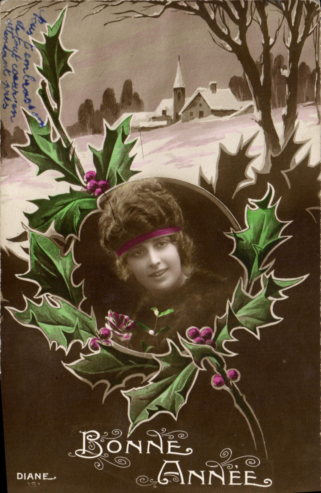 CPA Bonne Annee Femme