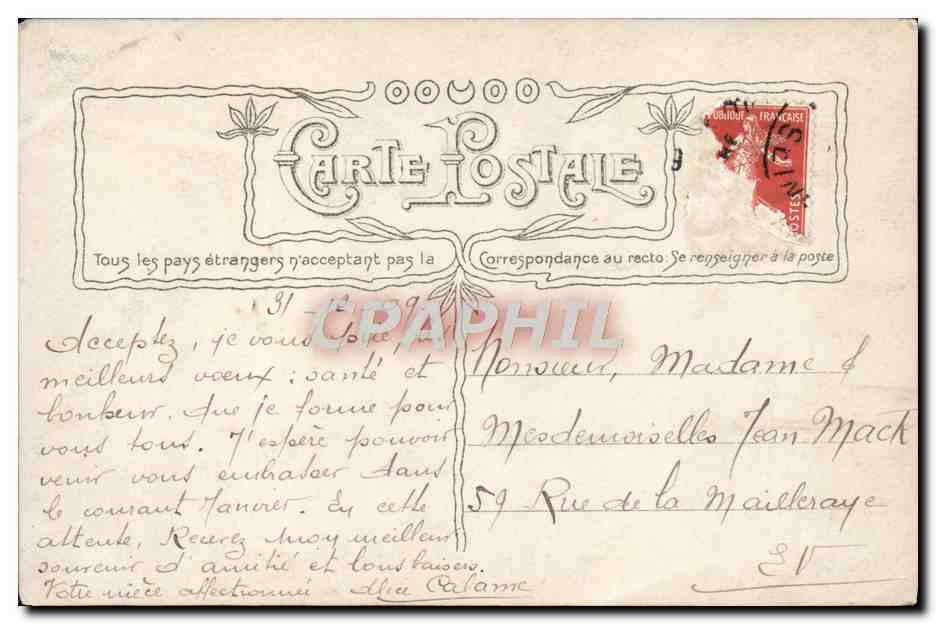 CPA Fantaisie Femme Enfant — Rückseite