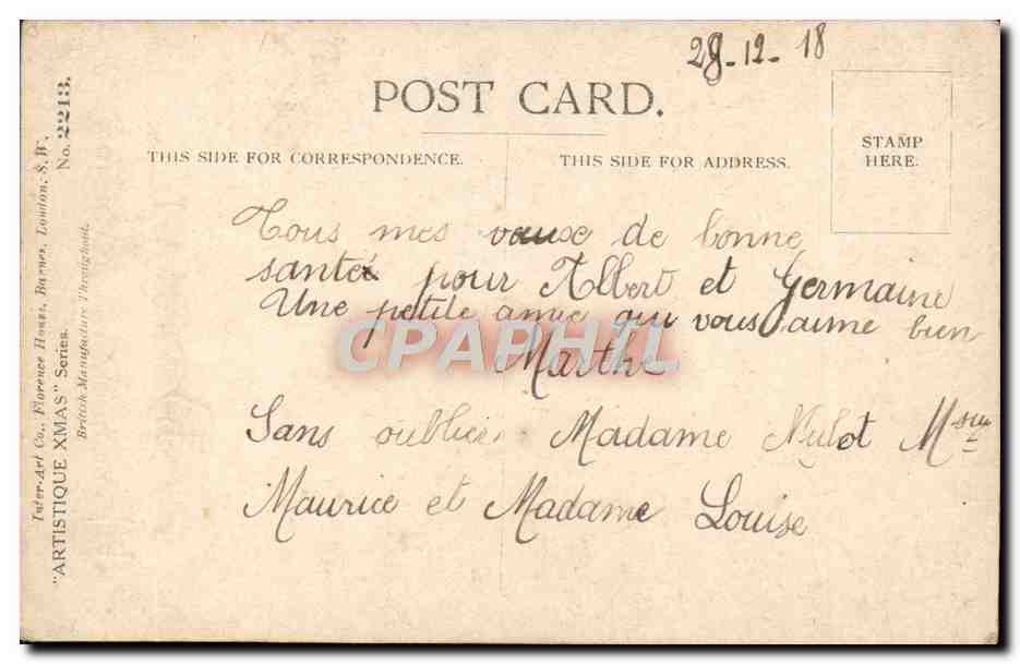 CPA Fantaisie Enfants — Rückseite