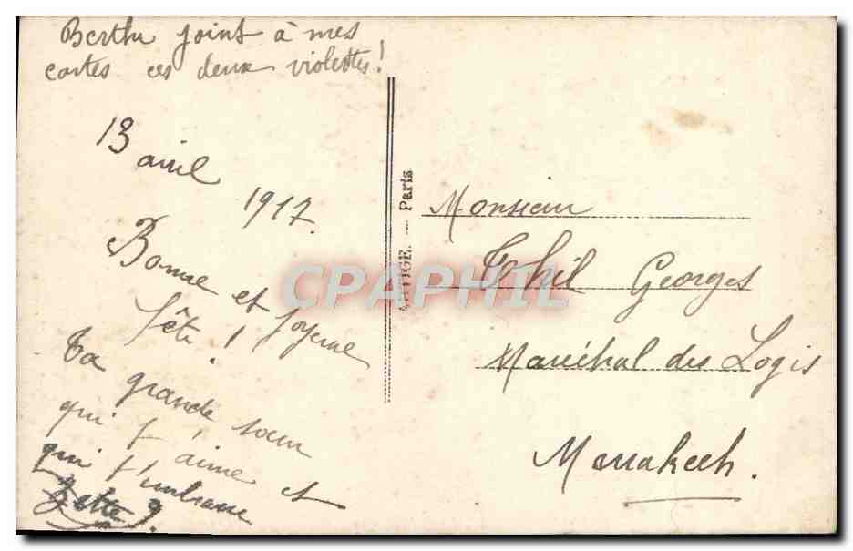 CPA Fantaisie Fleurs Corne d'abondance — Back