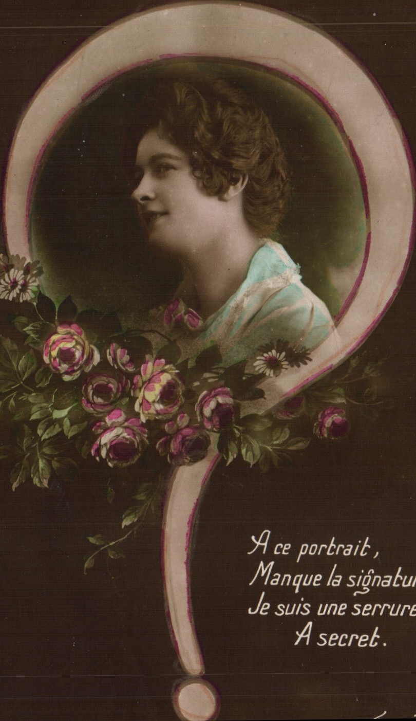 CPA Fantaisie Femme Point d'interrogation 