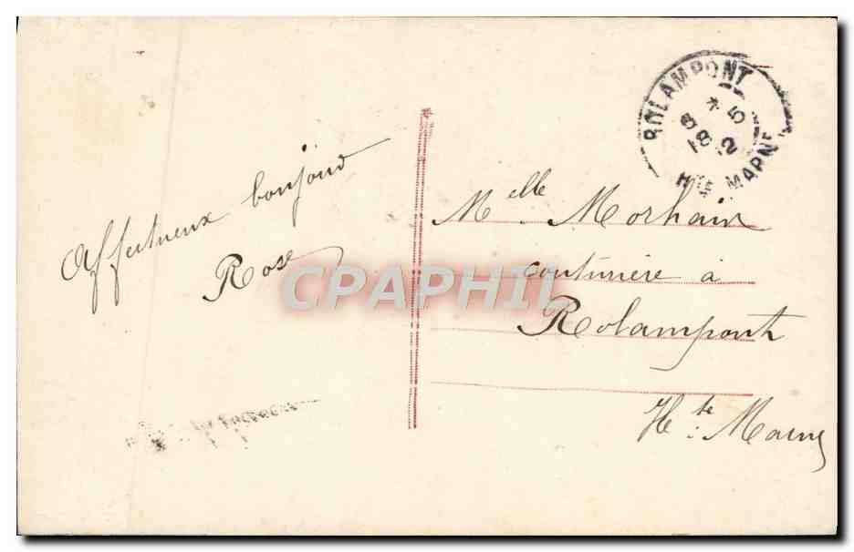 Jeune femme en robe à dentelle tenant un bouquet — Maurel, n° 480 — Verso